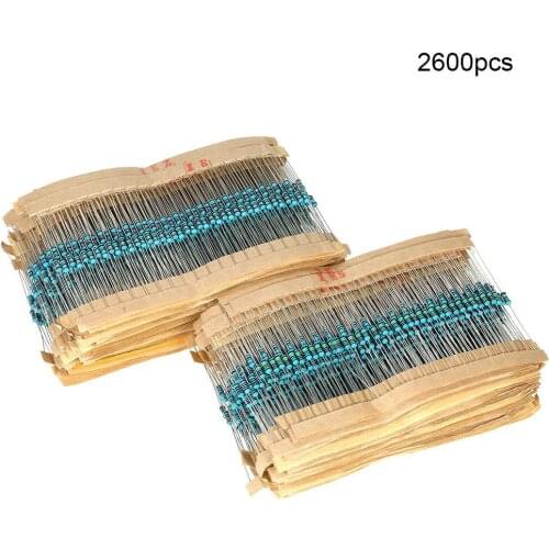 2600 Pcs 130 Values 1/4W 0.25W 1ohm 3M Resistor Resistors Kit Assortment Set
