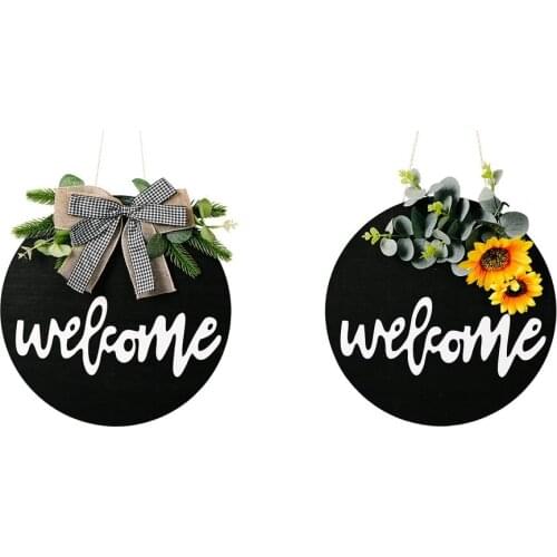 30*30cm Welcome Sign Front Door Round Wood Sign Hanging Welcome Sign For Farmhouse Porch Welcome Sign Front Door Decoration
