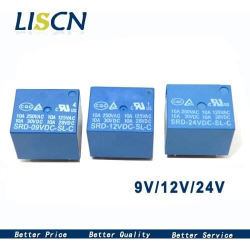 5pcs SRD-09V 12V 24VDC-SL-C 5-pin power electromagnetic relay SRD-09VDC-SL-C SRD-12VDC-SL-C SRD-24VDC-SL-C blue relay