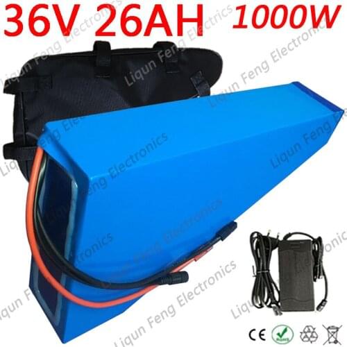 Free Shipping 36V 25AH 1000W Triangle Battery Electric Bike 36V Lithium ion Battery Pack with Free bag + 30A BMS +42V 2A charger