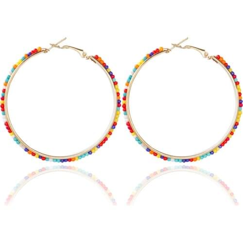Bohemia Bon Bon Ball Multicolor Beads Earrings Exaggerated Circle Earrings Jewelry For Women Wedding Gift Explosion Models
