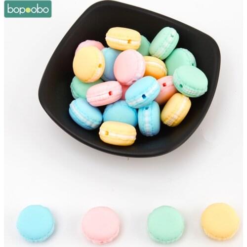 Bopoobo 5PC Baby Teethers Mini Cookies Silicone Beads Food Grade Baby Chewable Teething Bpa Free For DIY Necklace Training Beads