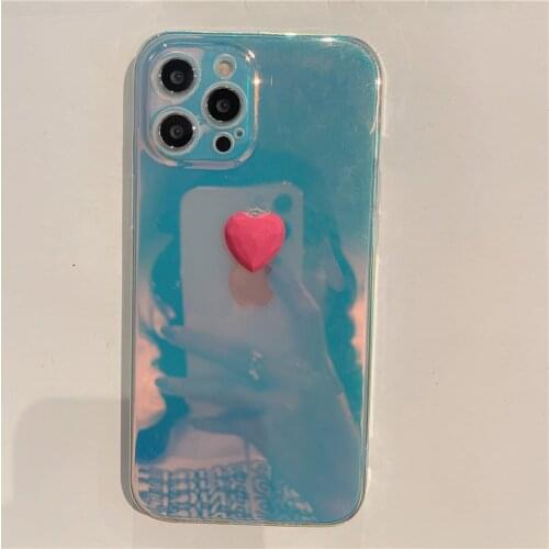 Love Heart Phone Cases For iPhone 12 11 Pro Max XS Max XR X 7 8 Plus SE 2020 Laser Gradient Soft Silicone Back Cover