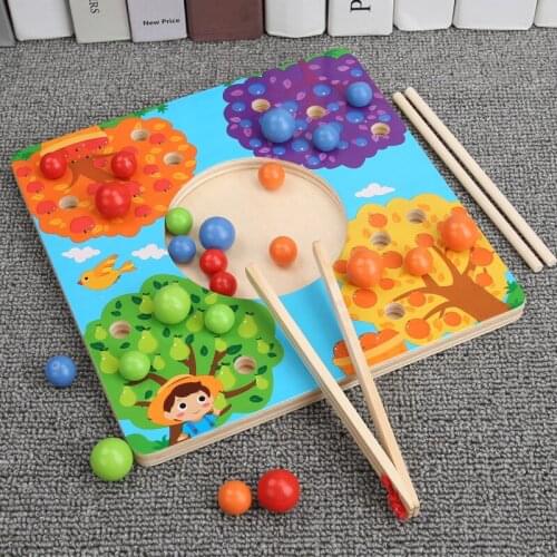 Logwood Clip Beads Wooden Toys Bead Puzzle Game Color Matching Cognition Kids Montessori Educational Toy For Children Learning