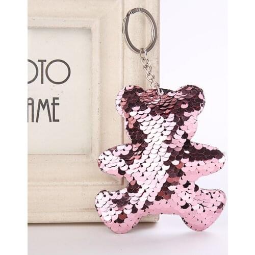 Unicorn Bear Mickey Butterfly Key Holders Glitter Pompom Sequins Key Chain Gifts Women Llaveros Car Bag Accessories Key Wallets