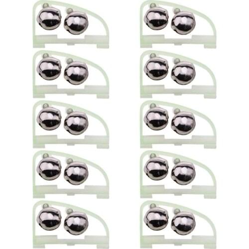 10pcs Fluorescent Fishing Rod Pole Tip Clip Twin Bell Alarm Alert Ring Glow In The Dark Fishing Tackle Box Pesca Accessory Tool