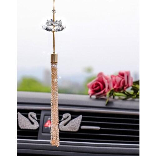 Crystal Cute Lucky Lotus Figurines Ornament Crystal Collection Craft Toy Favor Christmas Gift Car Hangings