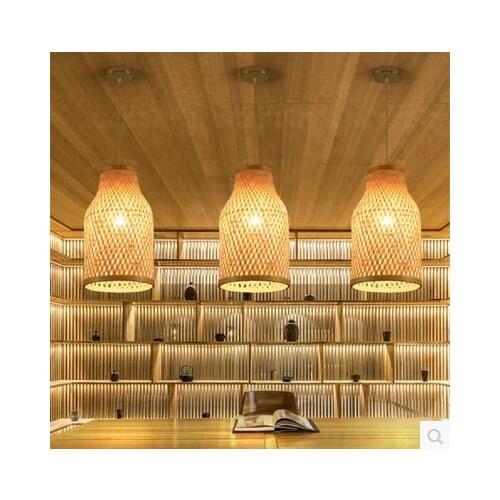 Southeast Asian Chinese antique tea bamboo rattan lamp chandelier lamp box Farmhouse Inn YA7265