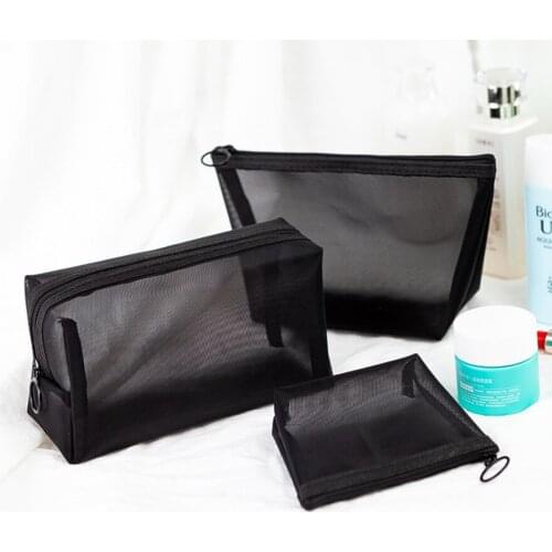 1PCS Women Men Necessary Cosmetic Bag Transparent Travel Organizer Fashion Small Large Black Toiletry Bags Makeup Pouch