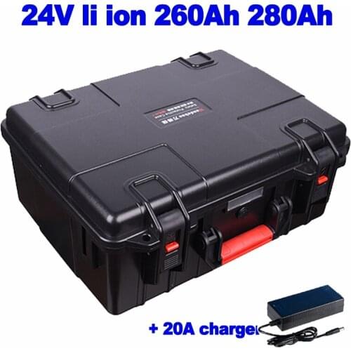 Lithium Li ion 24v 260Ah 280Ah Battery pack propeller Solar energy storage AGV thruster UPS RV EV forklift golf cart+20A Charger