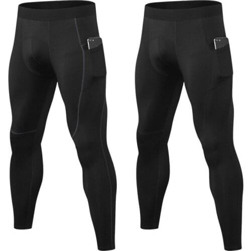 Men Tight Trousers with Pocket Fitness Training Running Trousers High Elastic Tight Tight Quick-drying Sweatpants