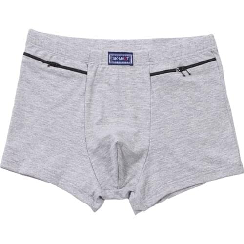 Mens underwear Pure cotton safety pants Anti-theft pocket zipper breathable fashion boxers
