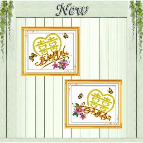 Wedding love flowers decor painting counted printed on canvas DMC 11CT 14CT Chinese Cross Stitch kits embroidery needlework Sets