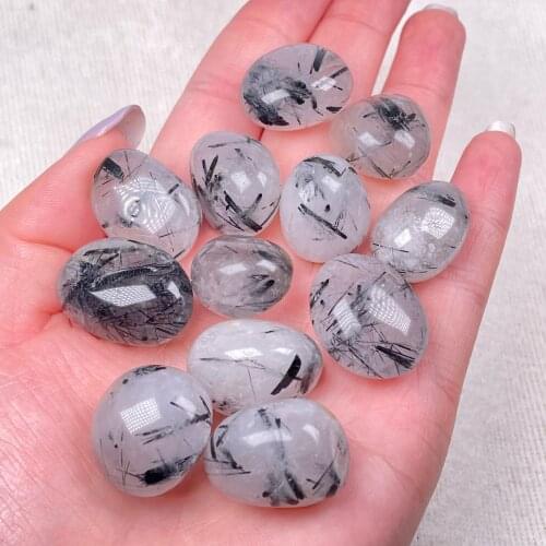 Natural Crystal Black Tourmaline Quartz Beads Healing Stone Treatment Stone DIY Gift