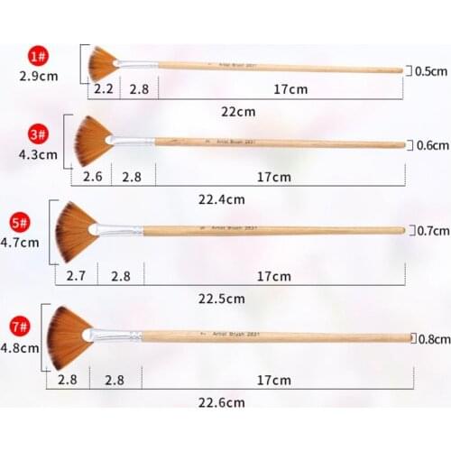 Pen Nylon Hair Supplies Fan Shape Gouache Painting Paint Brush 5Pcs Drawing Art