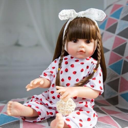 2021 New Princess Silicone Dolls 22 Inch Lifelike Newborn Toddler Dolls Toy Kids Playmate Birthday Gift