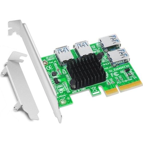 PCI Express Riser Card 1 to 4 16X PCIe Riser PCI-E 4X to 4 USB 3.0 Adapter Port Multiplier Card for BTC Bitcoin Miner Mining NEW
