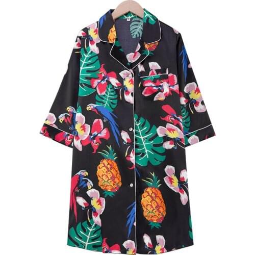 Pajamas women summer short sleeve printed nightdress womens shirt skirt home wear lingerie modis night dress gecelik sleepwear