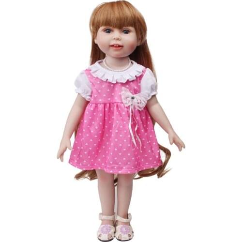 New Pattern Fashion Bow Dress Fit 18 Inch American&43cm Baby New Born Doll Clothes Accessories Girls' Toys