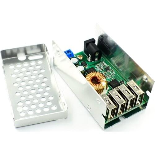 DC-DC 9V 12V 24V 36V To 5V Step Down Board 5A 4 USB Output Buck Converter Power Supply Module with Aluminum Shell For Phones