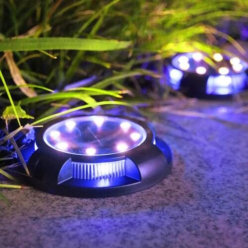 Solar led light outdoor ground decor Floor Decoration Stair Step 4 Side Lighting Blue + 8 Led Warm White