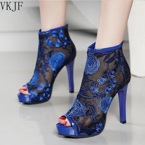 Latin Dance Heels Women Spring and Summer 11cm Sandals Womens Gauze Fish Mouth High Heels Thin Leg Net Boots Single Shoes