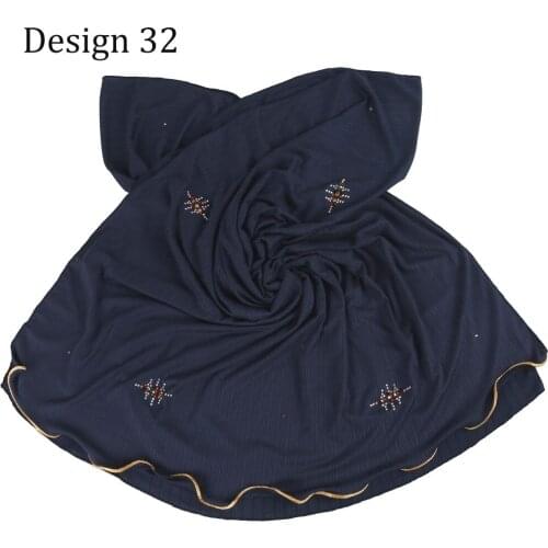 New Arrival Design 32 Colorful Stone Diamond hijab Fashion Romalined scarf shawl With Colored lines for Netherlands Muslim women