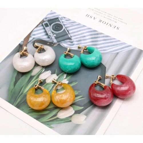 Sweet Colors Resin Clip Earring For Ear No Holes