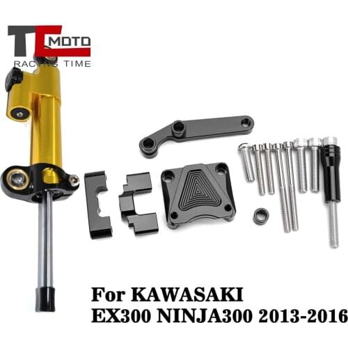 For Kawasaki EX300 EX 300 NINJA 300 2013 2014 2015 2016 Aluminum Steering Damper Stabilizer With Mounting Bracket Adapter Set