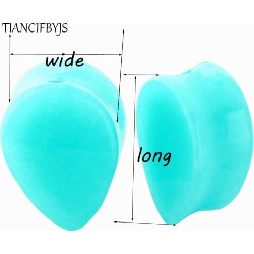 TIANCIFBYJS Plugs And Tunnels Nature stone Aqua Drop Ear Plug Body Jewelry Piercing Earring Stretcher Expander Kits Flesh Tunnel