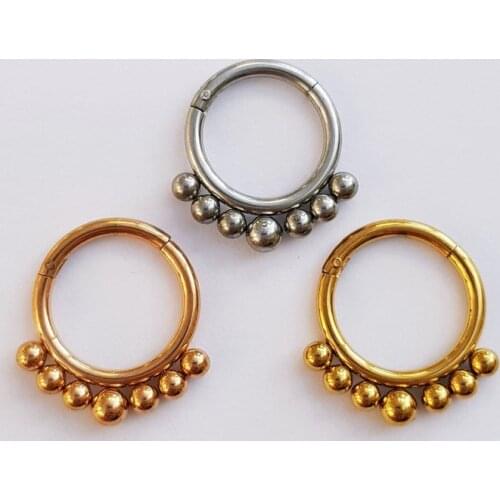 High Quality Stainless Steel Body Jewellery 16g Bead Hinged Daith Clicker Hoop Seamless Ring Helix Daith Septum Piercing Earring
