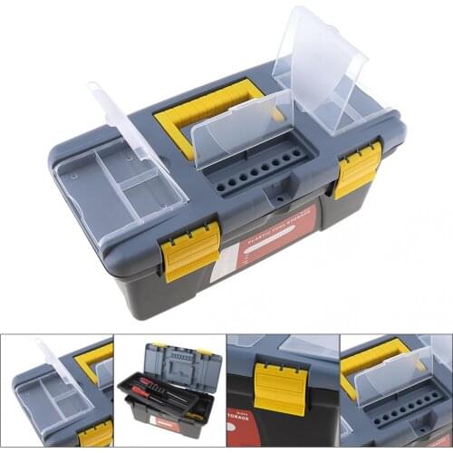 Power Tool Box Portable Plastic Hardware Tool box with Storage Box and Black for Home or Outdoor Finishing Debris