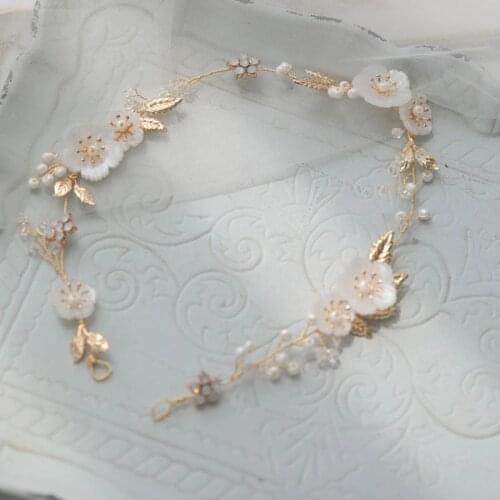 Simple Gold Leaf Bridal Headband Hair Vine Floral Wedding Soft Tiara Handmade Women Headpiece Accessories