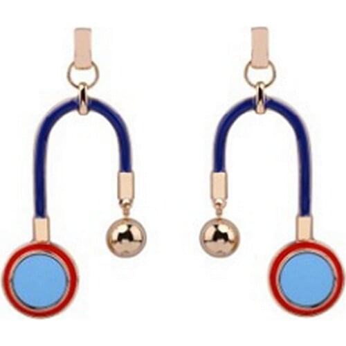 Fashion Brand U-shaped Drop Oil New Earrings Women Jewelry Creative Alloy Earring Popular Girl Accessories