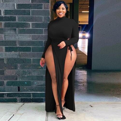 ZJFZML ZZ Women Clothing Dress Plus Size 2021 Soid Casual Side Hollow Ruched Drawstring Split Dresses Dropshipping Wholesale