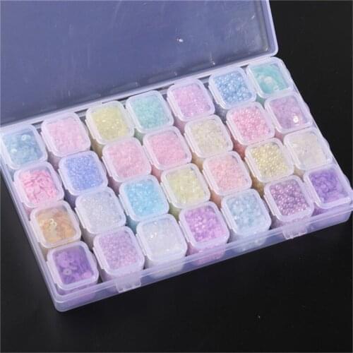 1 Box 28 Colors Rice Glass Beads Sequin Pearls Collection French Embroidery DIY Handmade Clothing Accessories Material Package