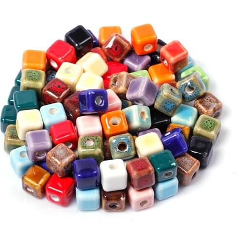 100pcs/lots mixed 8mm square ceramic beads diy ceramic spacer