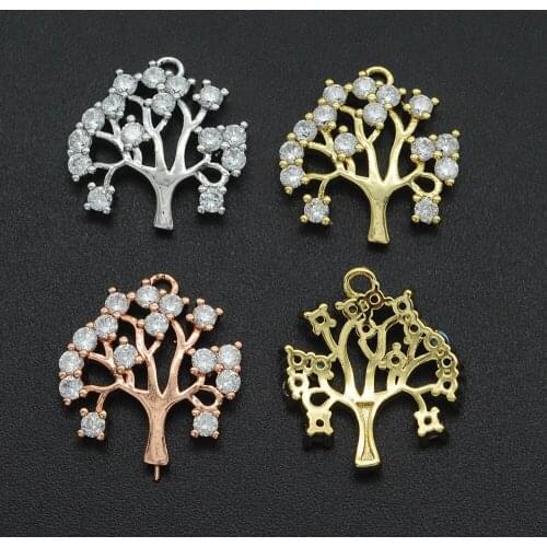16x16mm 100% CZ Zircon DIY Jewelry Tree Of Life Charm Pendant Wholesale Jewellwery Finding Supplies Jewellery Accessories