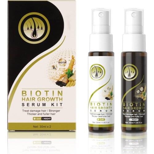 30ml Hair Growth Serum 2pcs with Biotin Natural Oil Nourishing Thicker Longer Hair Treat Damage Hair for Stronger Hair