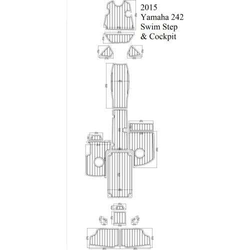 2015 Y-a-m-a-h-a 242 Swim Step & Cockpit Pad Boat EVA Teak Decking 1/4" 6mm