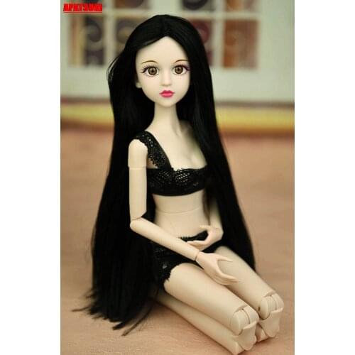 46cm Original Black Hair 3D Real Eyes Make-up 1:4 XINYI Doll Naked Nude Body for 1/4 BJD Dolls Head Doll Accessories for Kid Toy