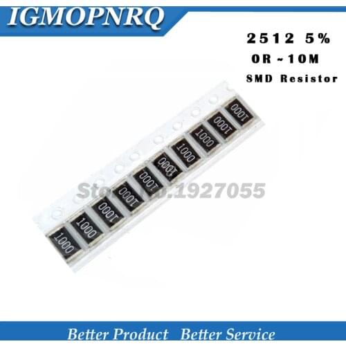 50pcs 2512 5% 1W SMD Chip Resistor resistors 0R - 100R 0.1R 0.05R 0.001R 0.33R 1R 0R 10R 100R 2W 0.1 0.33 0.05 1 0 10 100 ohm