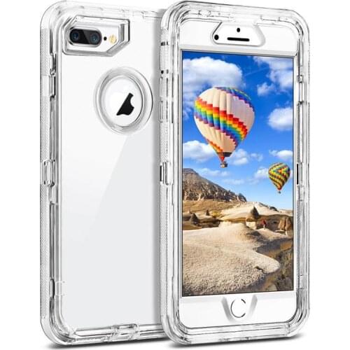 50PCS Luxury 3in1 Defender Phone Case Soft TPU Bumper Clear Hybrid Back Cover For iPhone 6 7 8 Plus XR XS Max Case By Free DHL