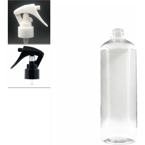 500ml empty round Plastic Bottles, clear PET bottle with white/black trigger sprayers