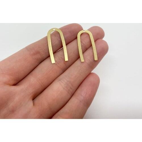 6pcs Brass U Shape Pendant Charms, Brass Earring Components, Geometric Earring Connectors,Brass Findings 27x13mm
