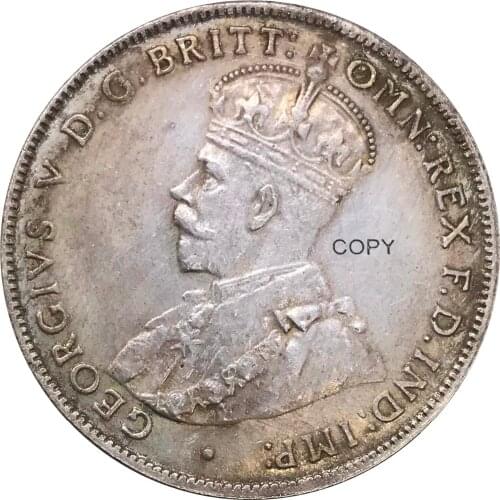 Australia 1 One Florin Two Shillings George V 1923 Advance Crowned Bust Left Cuproickel Plated Silver Copy Coins