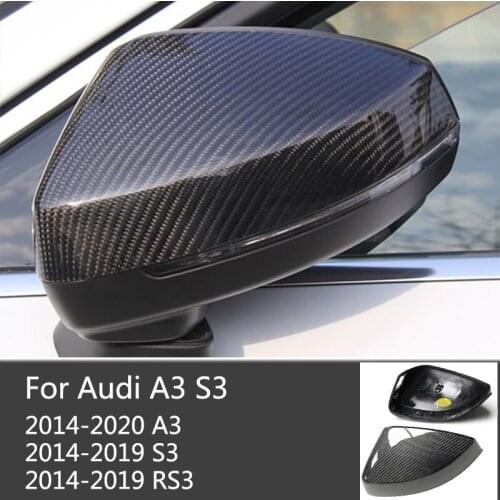 For Audi A3 Rear Mirror Covers Carbon Fiber Protection Cap fit audi a3 s3 rs3 rear View Mirror Shell Cover Replace Accessories