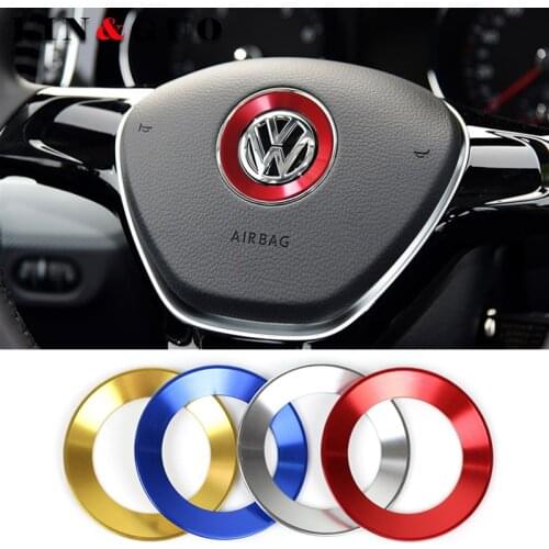 Case for 2011-2016 VW Volkswagen golf 6 golf 7 POLO CC Tigua Scirocco 3D steering wheel aluminium alloy Sticker car styling