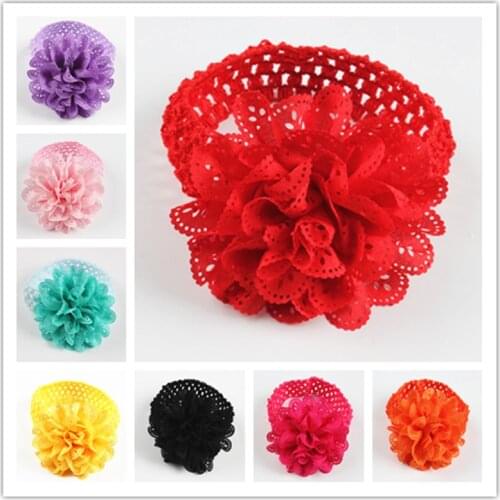 Childrens Headband Handmade Turban Baby Chiffon Hollow Toddler Hair Accessories Flowers Newborn Hair Band