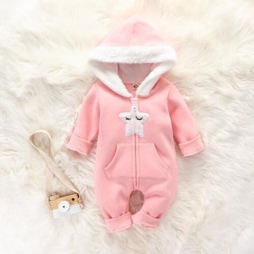 Newborn Autumn Winter Baby Clothes For Newborns Hooded Zipper Jumpsuit For Kids Girl Overalls Cute Baby Girls Rompers